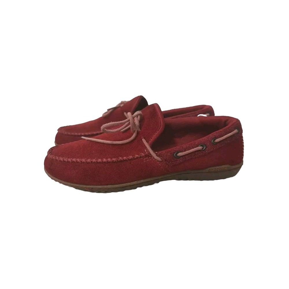 Patagonia Womens Thatcher‎ Suede Slip On Loafers Boat Shoes Waxed Red Size 7